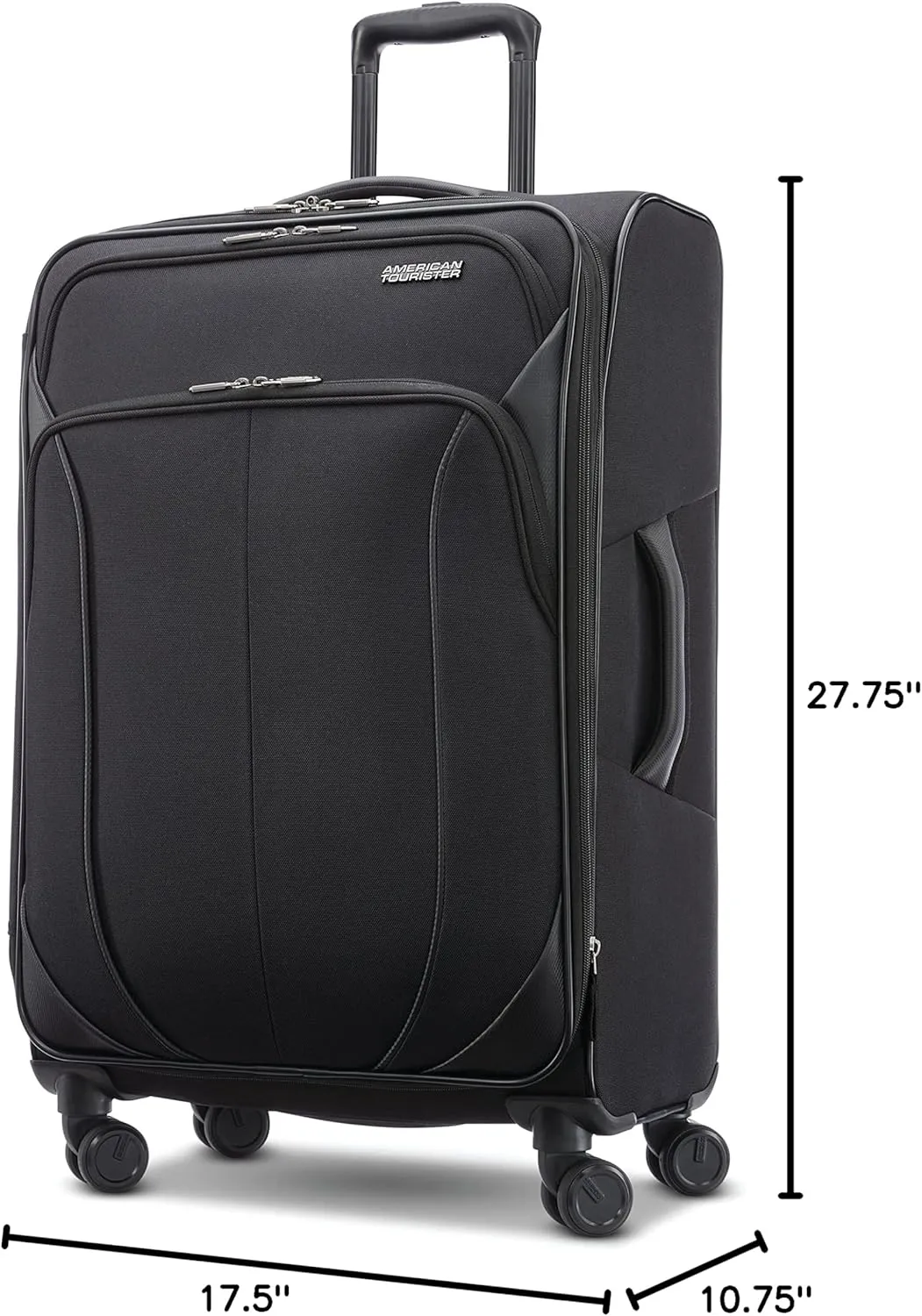 American Tourister 4 KIX 2.0 Expandable Softside Luggage with Spinner Wheels, 24 SPINNER, BLACK