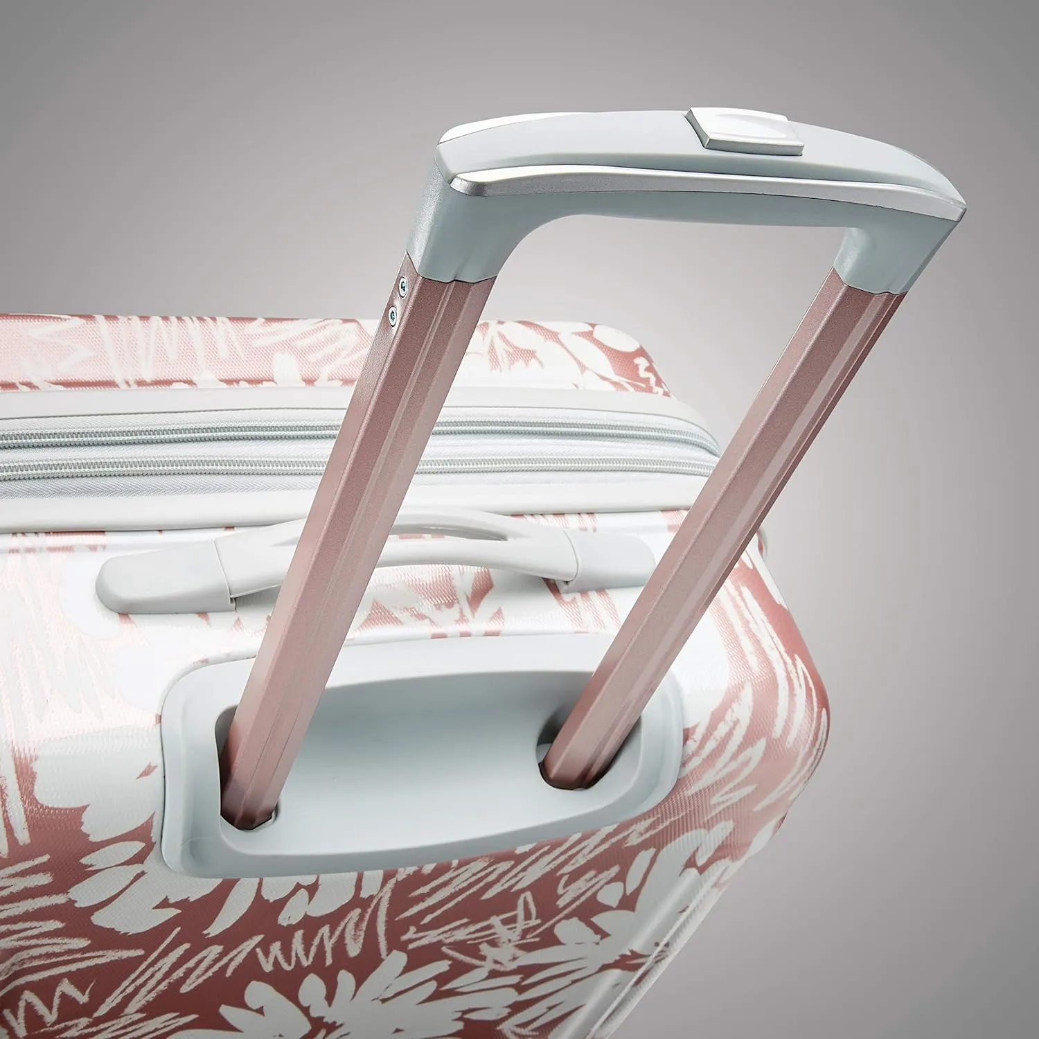 American Tourister Moonlight Hardside Expandable Luggage with Spinner Wheels, Ascending Gardens Rose Gold, Carry-On 21-Inch