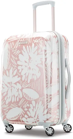 American Tourister Moonlight Hardside Expandable Luggage with Spinner Wheels, Ascending Gardens Rose Gold, Carry-On 21-Inch