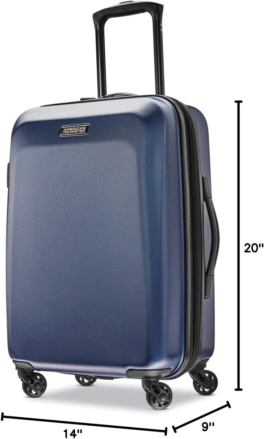 American Tourister Moonlight Hardside Expandable Luggage with Spinner Wheels, Navy, Carry-On 21-Inch