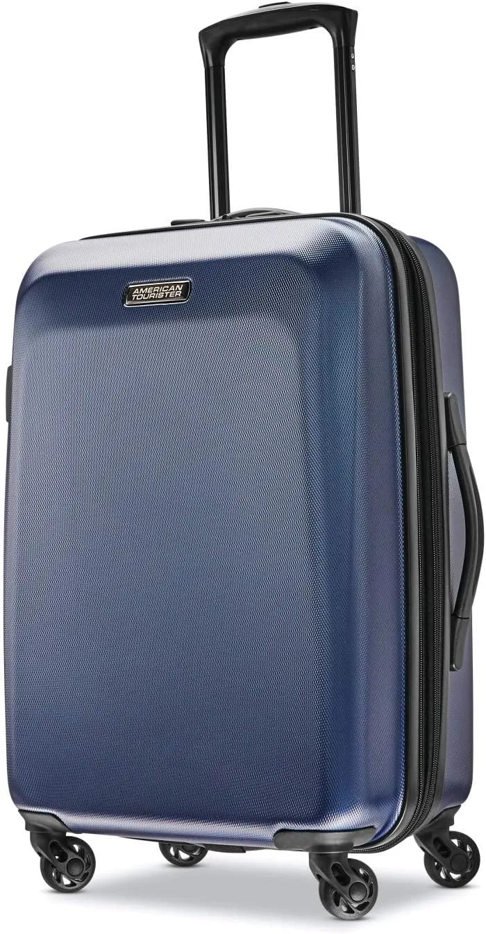 American Tourister Moonlight Hardside Expandable Luggage with Spinner Wheels, Navy, Carry-On 21-Inch