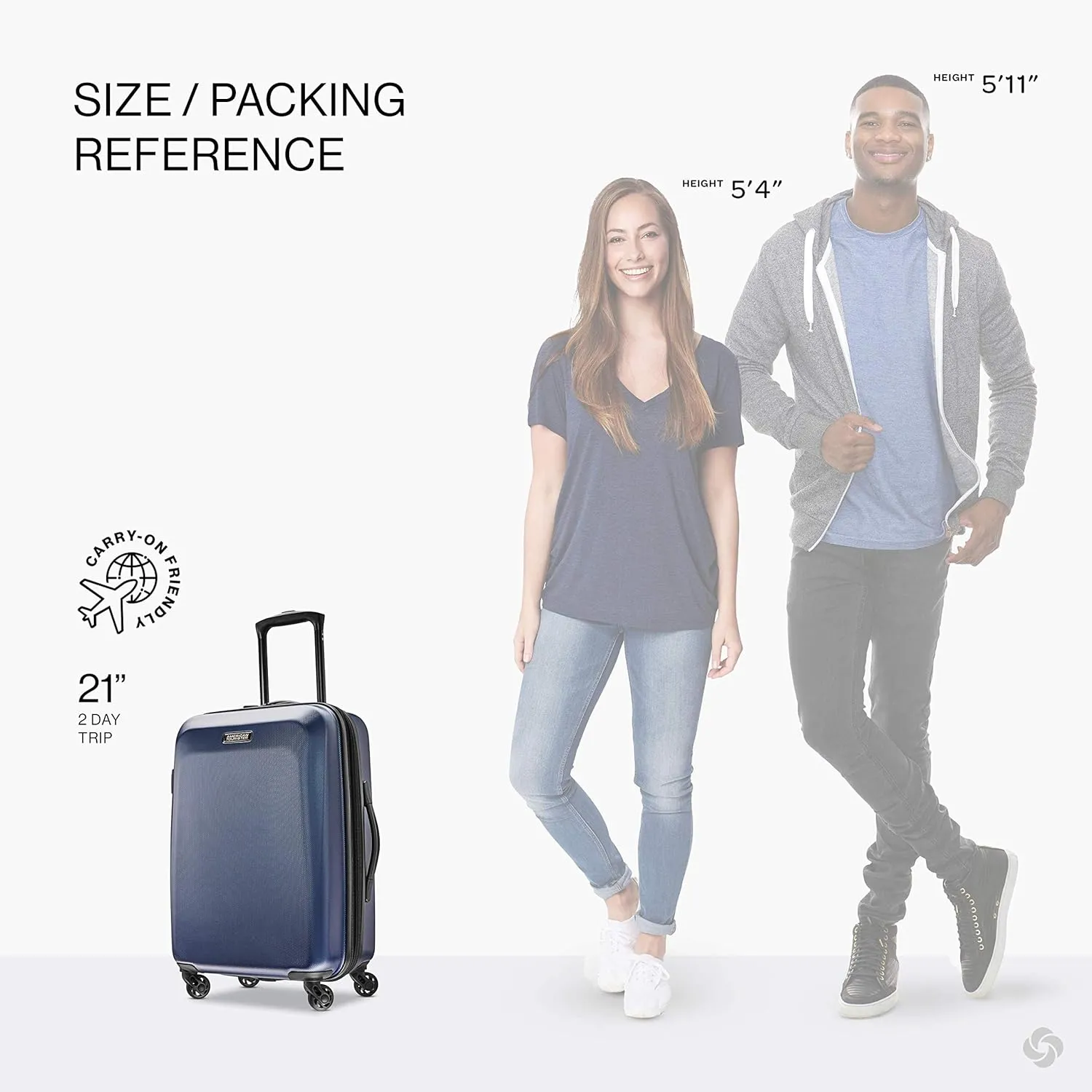 American Tourister Moonlight Hardside Expandable Luggage with Spinner Wheels, Navy, Carry-On 21-Inch