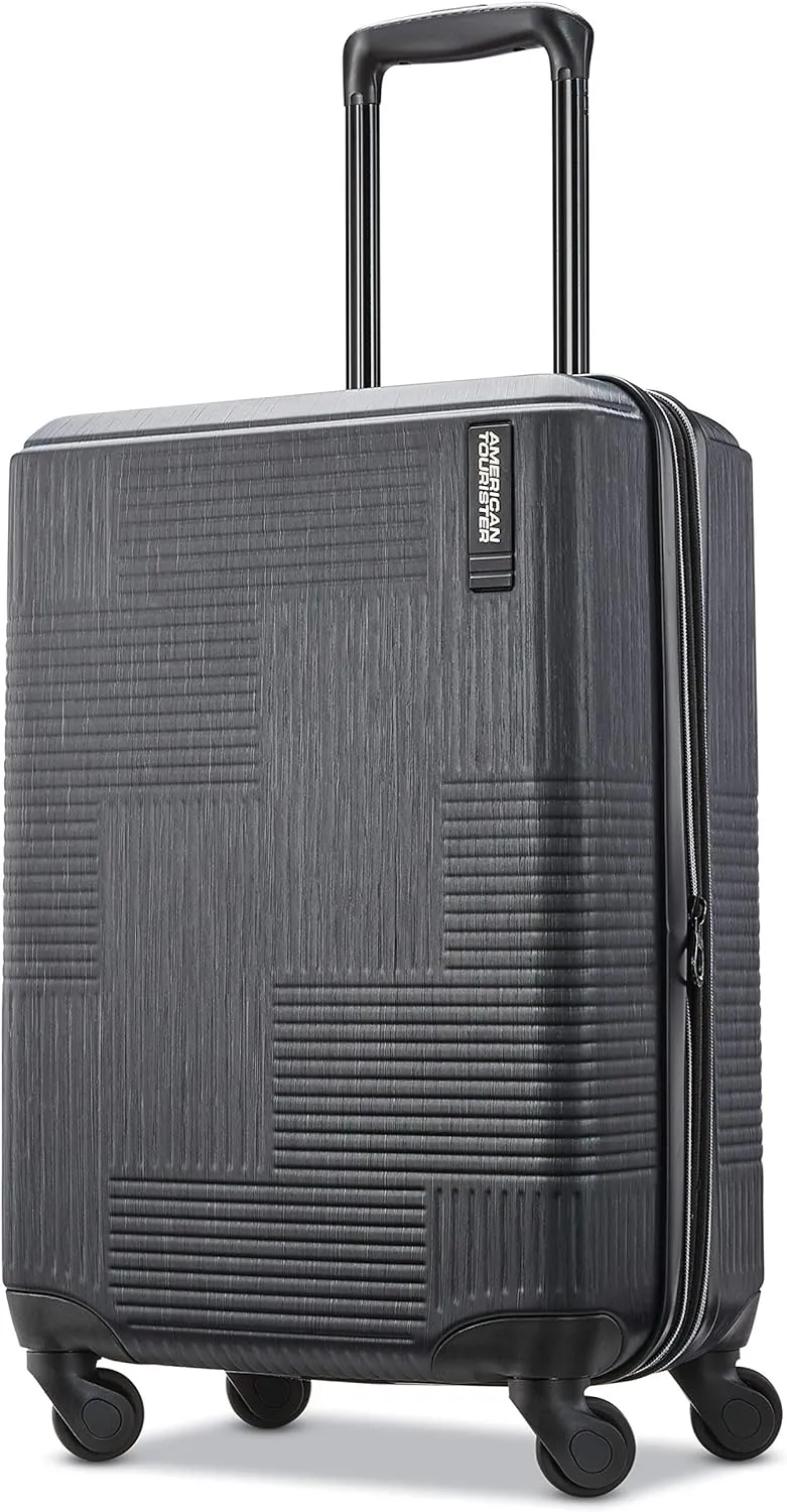American Tourister Stratum XLT Expandable Hardside Luggage with Spinner Wheels, Jet Black, 3-Piece Set (20/24/28)