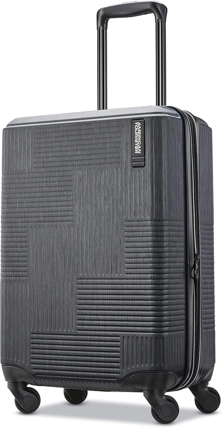 American Tourister Stratum XLT Expandable Hardside Luggage with Spinner Wheels, Jet Black, Carry-On 21-Inch
