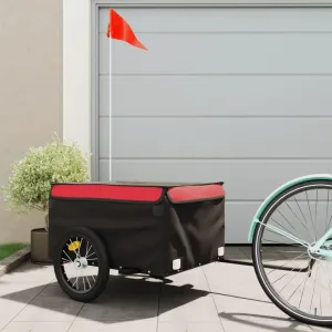 and Sturdy Bike Trailer for Convenient Transport, High Load Capacity, Iron Construction, Black and Red