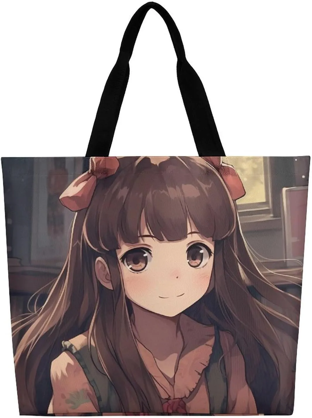 Angel Portrait Style Tote Bags, Reusable Grocery Bags, Large Shopping Bag, Shoulder Bag for Women