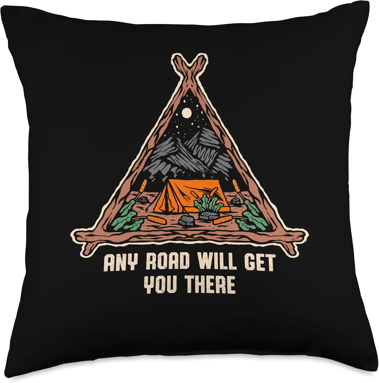 Any Road Will Get You There Hiking Mountain Hiker Summit Throw Pillow