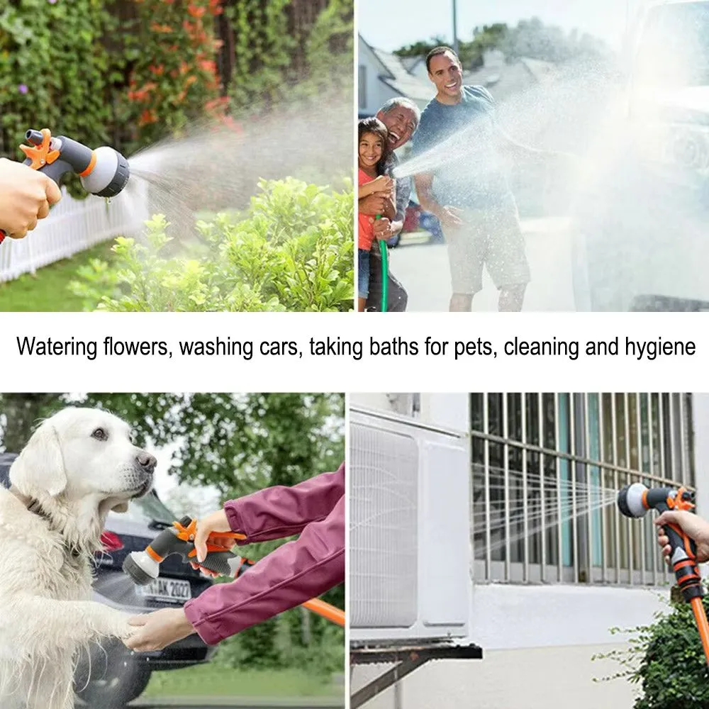 ANYHOUZ Garden Hose Nozzle 4PC Set 8 Mode High Pressure Adjustable Sprayer Quick Connect with Threaded Base Connector