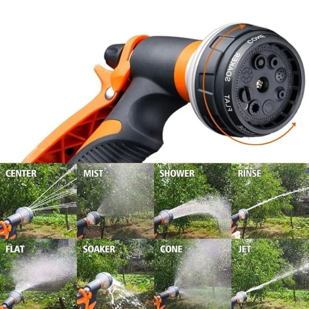 ANYHOUZ Garden Hose Nozzle 4PC Set 8 Mode High Pressure Adjustable Sprayer Quick Connect with Threaded Base Connector