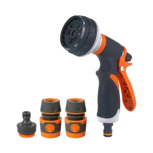 ANYHOUZ Garden Hose Nozzle 4PC Set 8 Mode High Pressure Adjustable Sprayer Quick Connect with Threaded Base Connector