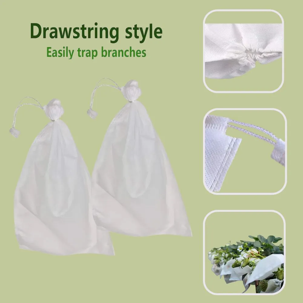 ANYHOUZ Garden Mesh Bags White 100PCS 20x30cm Non Woven Fruit Protection Bags