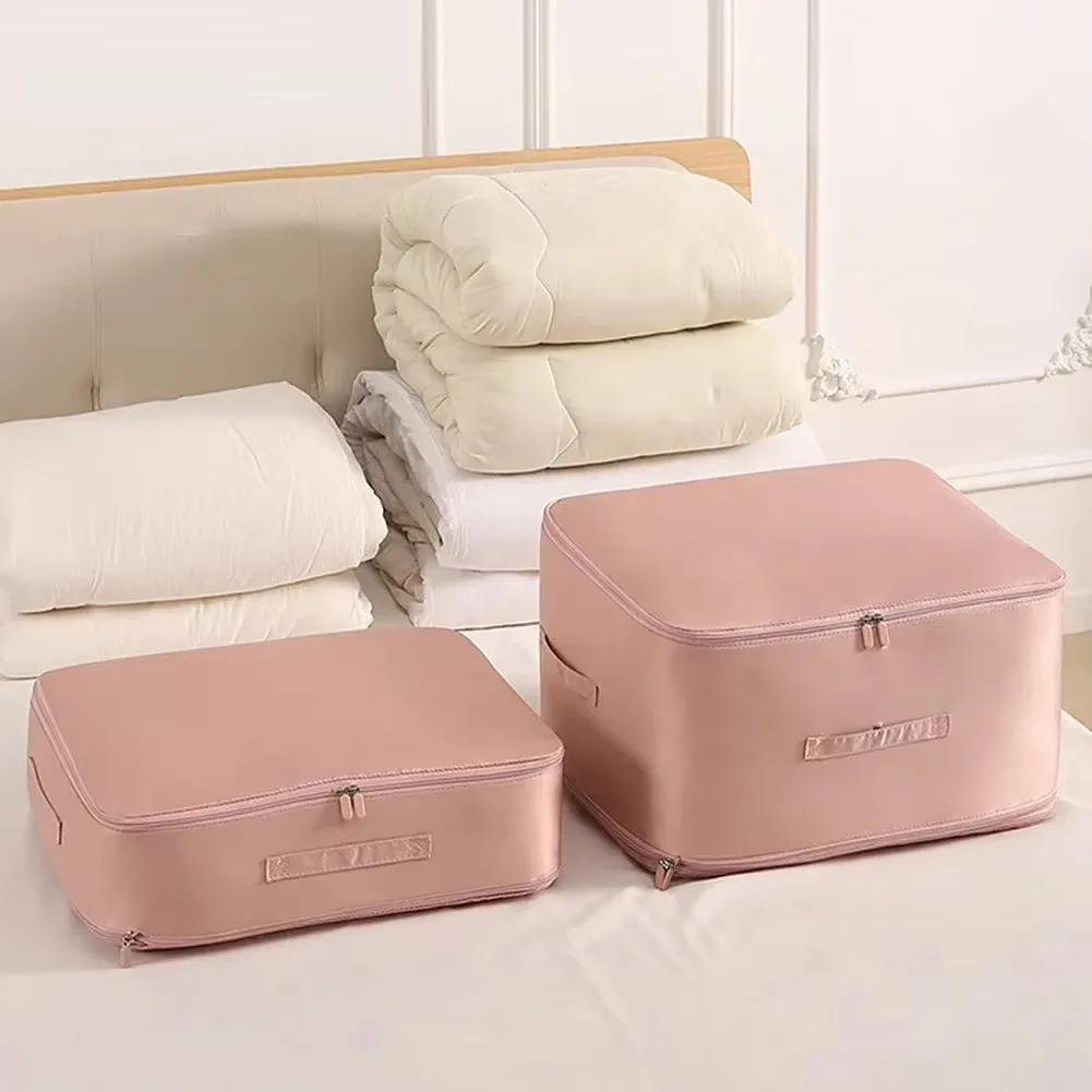 ANYHOUZ Storage Bag 1PC Pink Multifunctional Self Compression and Ultra Space Saving Organizer For Quilts And Clothes