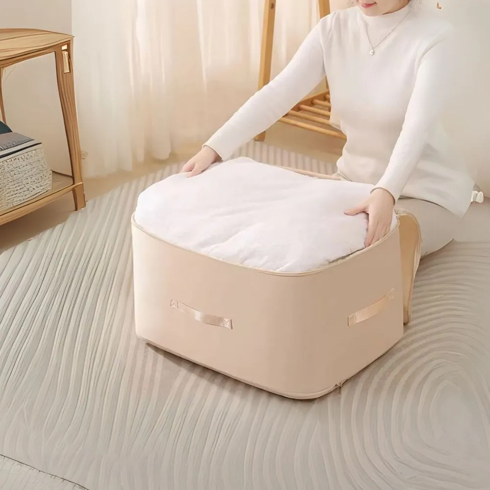 ANYHOUZ Storage Bag Beige Durable Heavy Duty Packing Cubes For Beddings And Blankets