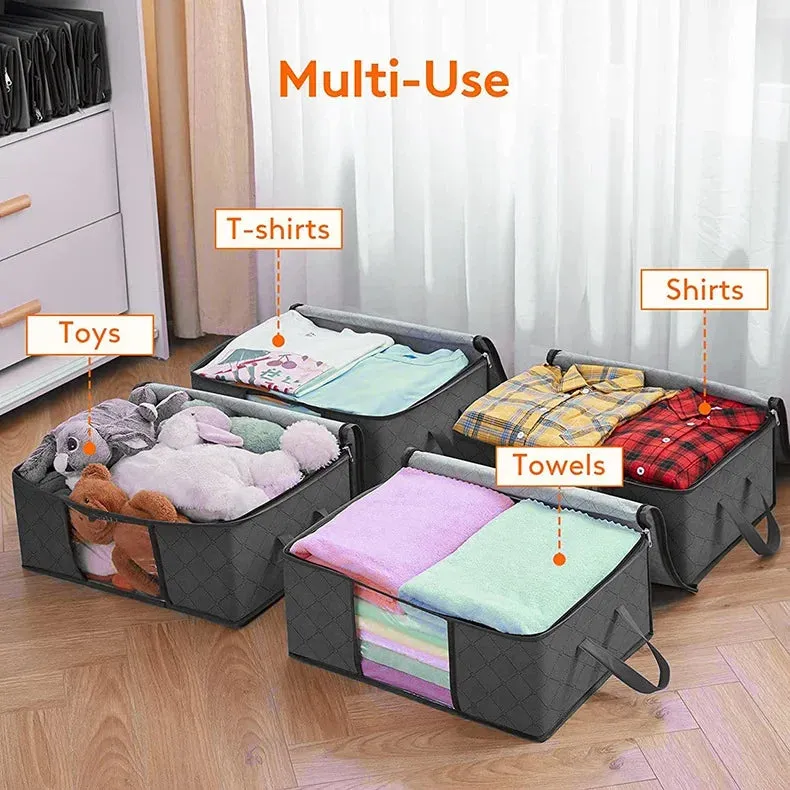 ANYHOUZ Storage Bag Grey 60L Multi Purpose Packing Organizer For Comforters And Blankets