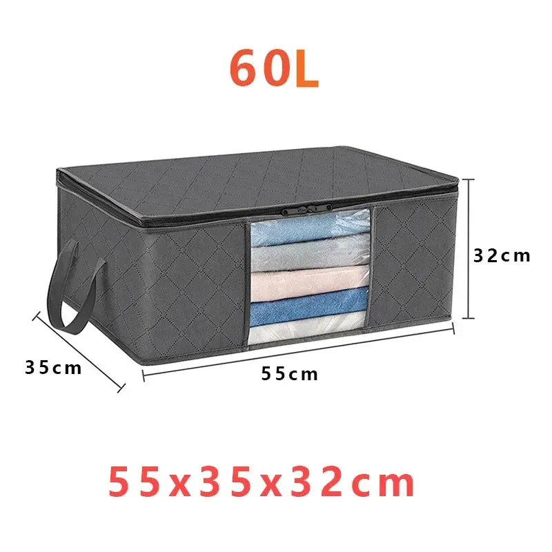 ANYHOUZ Storage Bag Grey 60L Multi Purpose Packing Organizer For Comforters And Blankets