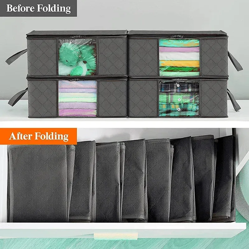 ANYHOUZ Storage Bag Grey 60L Multi Purpose Packing Organizer For Comforters And Blankets