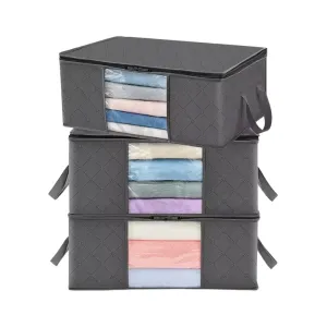 ANYHOUZ Storage Bag Grey 60L Multi Purpose Packing Organizer For Comforters And Blankets