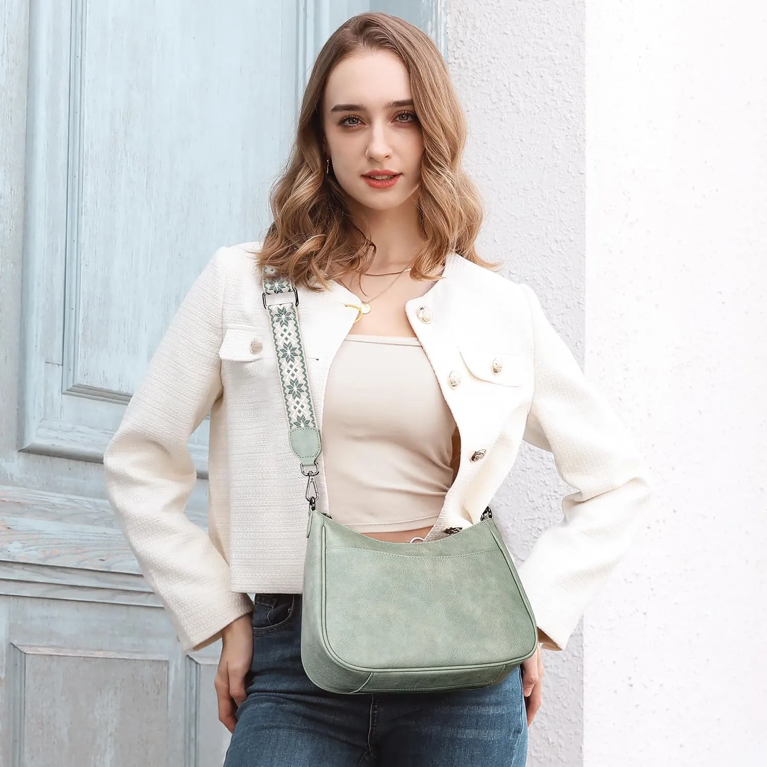 APHISON Trendy Leather Crossbody Purse with Adjustable Strap, Women's Shoulder Handbag