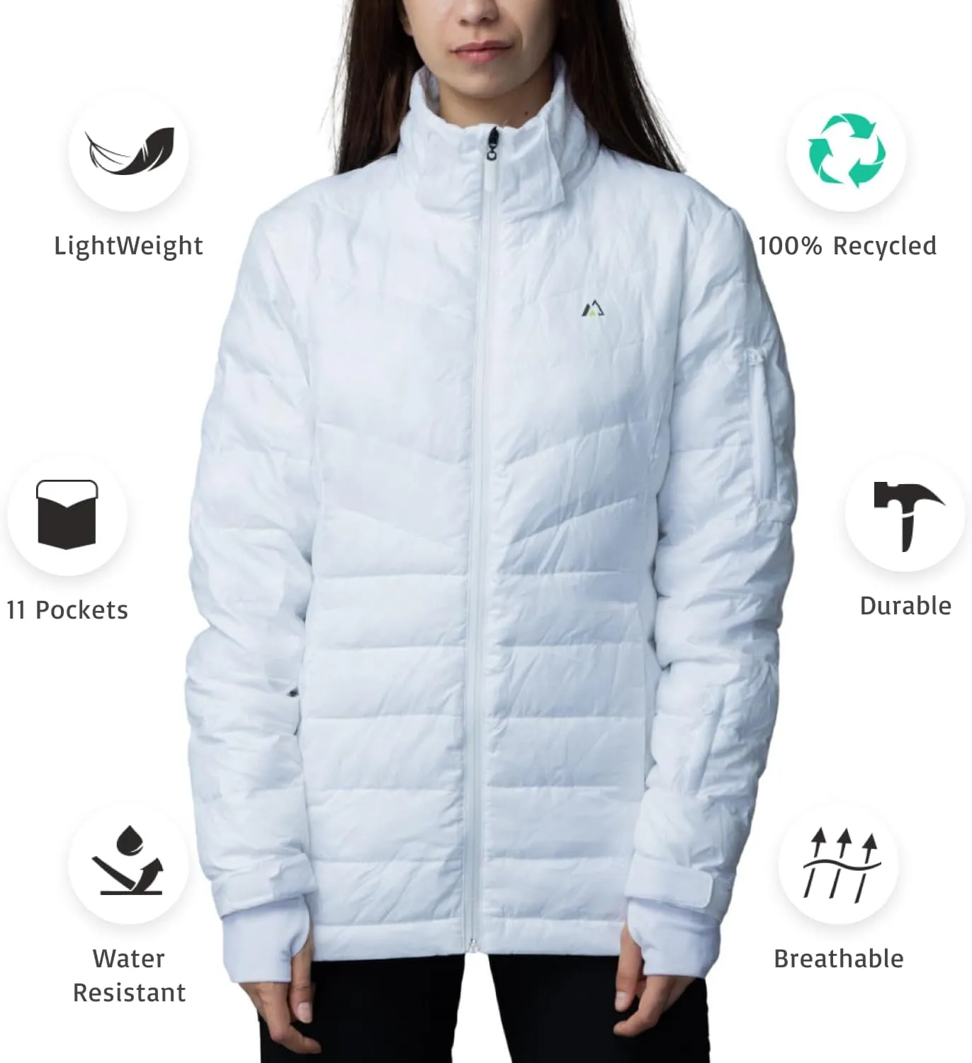 Apricoat EcoDown Jacket - Packable Lightweight Water-Resistant Hooded Puffer Jacket - Windproof Winter Coat with Insulation