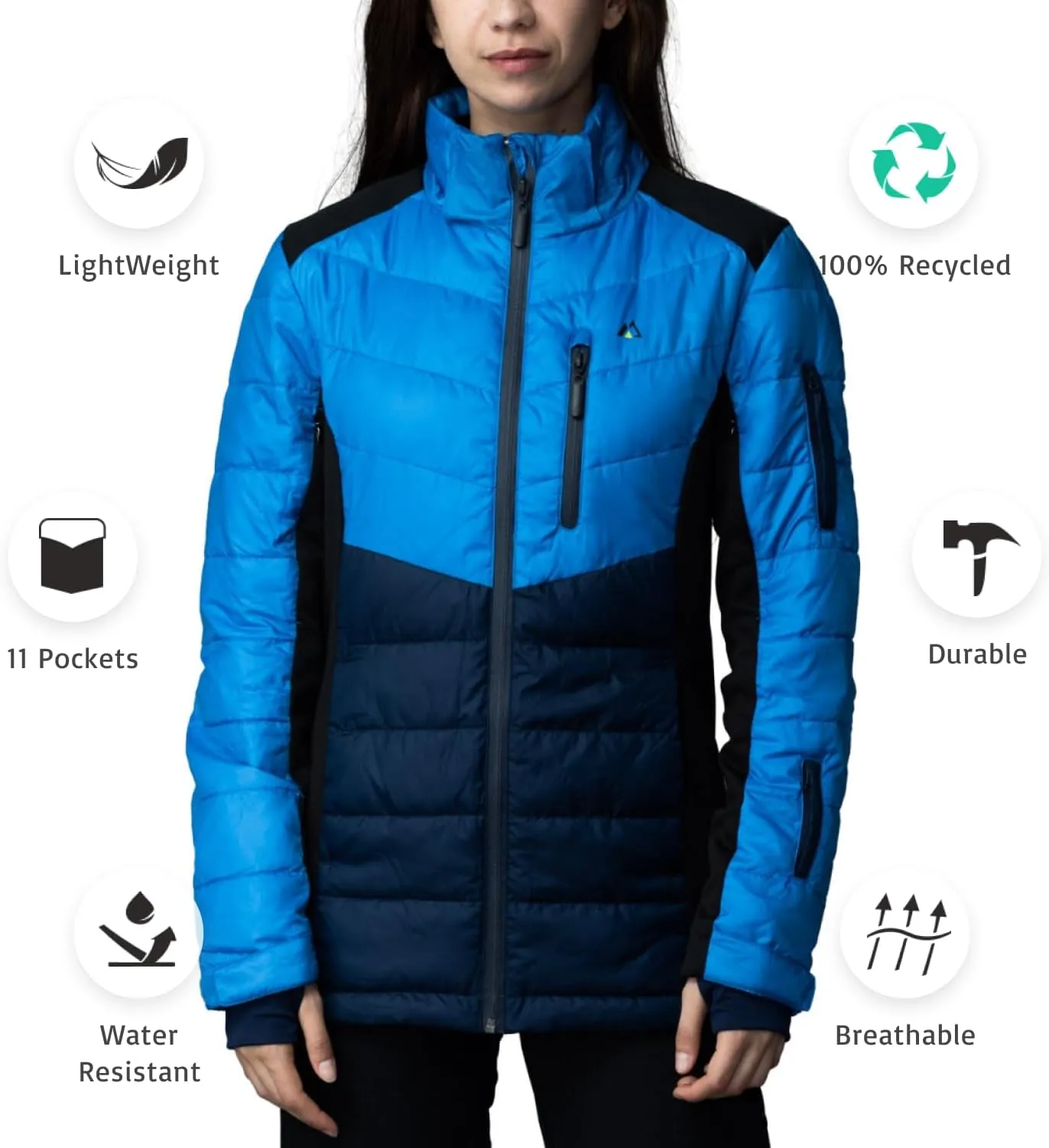 Apricoat EcoDown Jacket - Packable Lightweight Water-Resistant Hooded Puffer Jacket - Windproof Winter Coat with Insulation