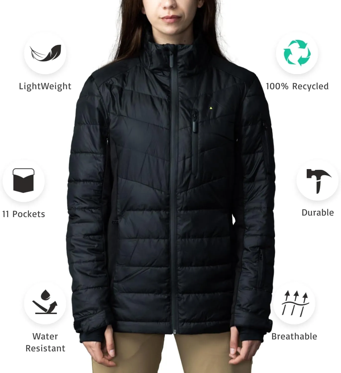 Apricoat EcoDown Jacket - Packable Lightweight Water-Resistant Hooded Puffer Jacket - Windproof Winter Coat with Insulation