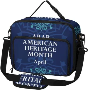 Arab American Heritage Month Lunch Bag Insulated Lunch Tote Shoulder Bag for Men Women Work Travel Picnic
