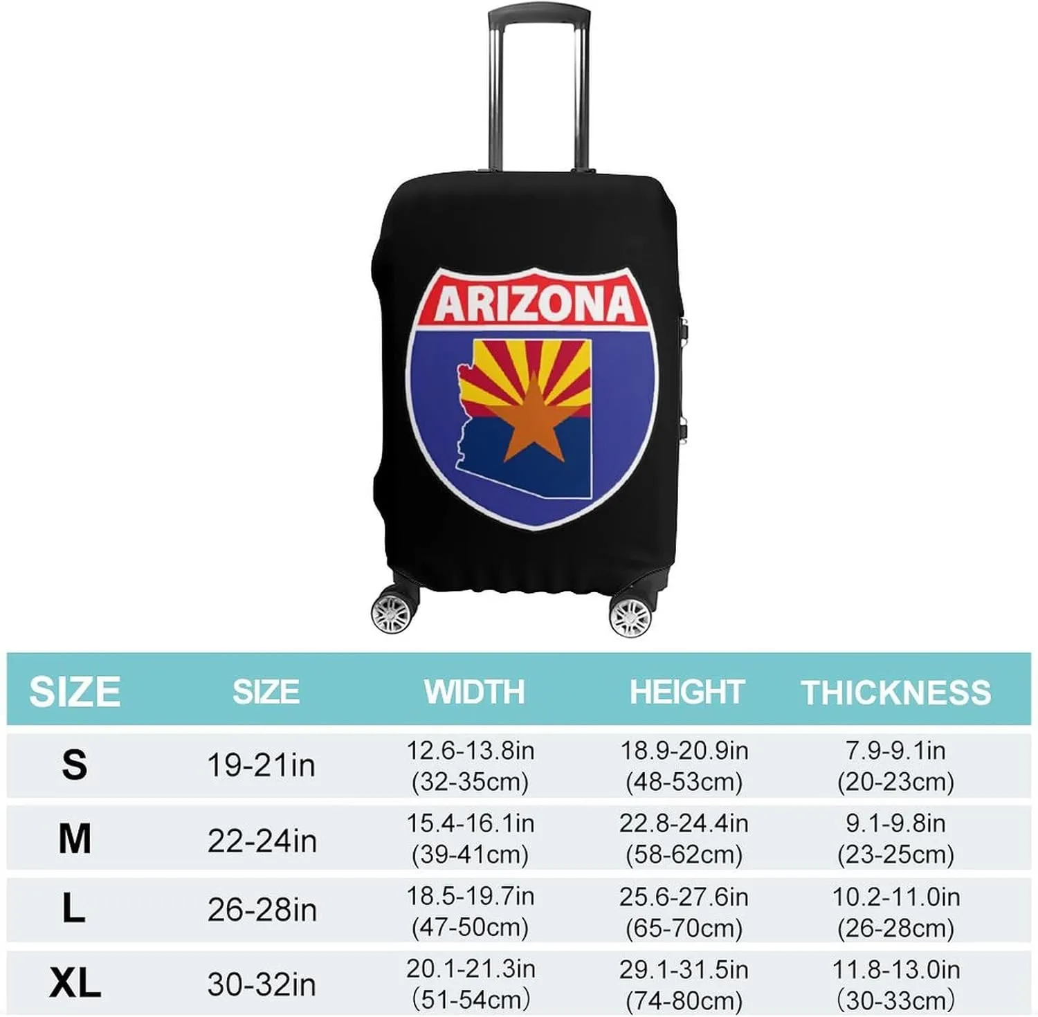 Arizona Map Flag Design Fashion Luggage Cover Protector Washable Elastic Suitcase Cover Anti-Scratch