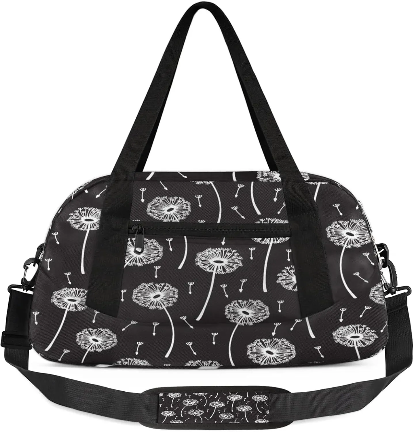 Art Dandelion Pattern Kids Duffel Bag Lightweight Waterproof Sports Gym Bag with Front Zipper Pocket Foldable Weekender Overnight Bag for School Practice Gymnastic Ballet