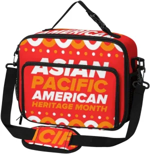 Asian American And Pacific Islander Heritage Month Lunch Bag Insulated Lunch Tote Shoulder Bag for Men Women Work Travel Picnic