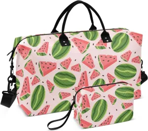 Aslsiy Travel Duffel Bags for Women Sweet Watermelon Sweet Sports Duffel Bag Pink Weekender Bags Gym Bag with Toiletry Bag Carry on Overnight Bag