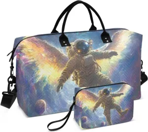 Astronaut Colored Wings Duffel Bag for Travel Gym Sport, Weekender Travel Bags Carry on Overnight Bag
