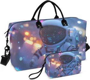 Astronaut Walk Duffel Bag for Travel Gym Sport, Weekender Travel Bags Carry on Overnight Bag