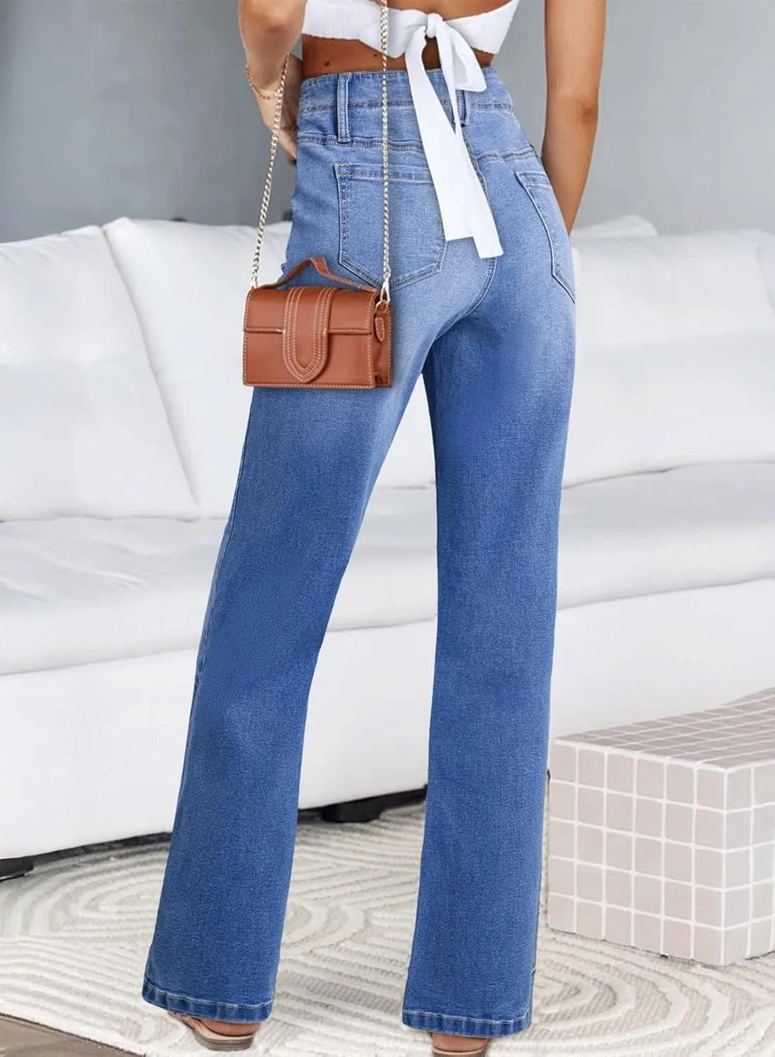 Astylish Womens Wide Leg Jeans High Waisted Stretchy Buttoned Denim Pants Trendy 2025 with Pocket