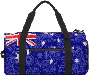Australia Paisley Flag Gym Duffle Bag Waterproof Travel Bag Small for Sports and Weekend Getaway