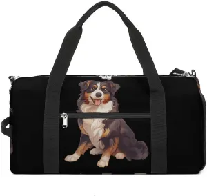 Australian Shepherd Funny Gym Bag Travel Tote Bag Duffel Bag with Shoe Compartment for Weekender Sports Vacation