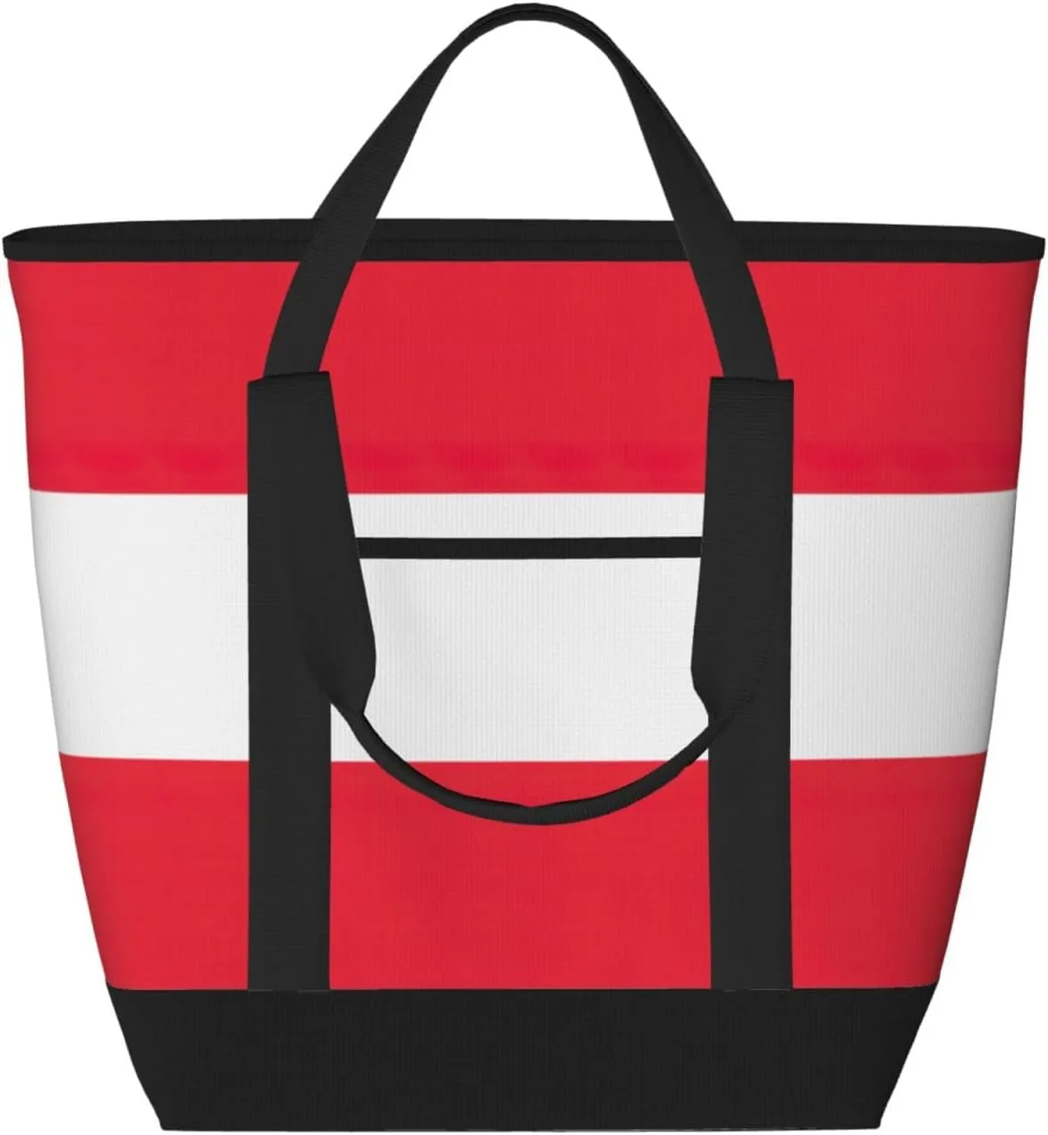 Austrian flag Beach bag suitable for women Large insulated grocery shopping bag with pocket zipper canvas handbag