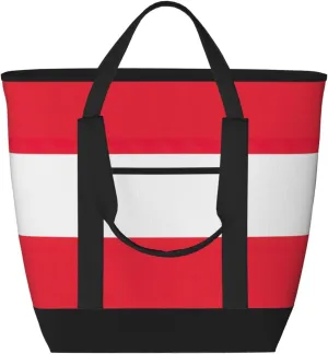 Austrian flag Beach bag suitable for women Large insulated grocery shopping bag with pocket zipper canvas handbag
