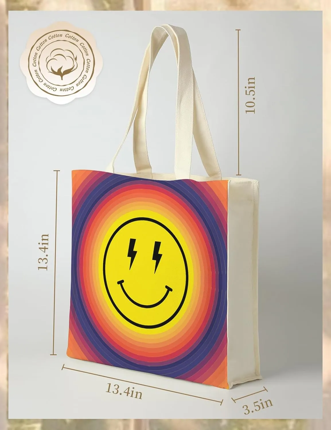 AUSVKAI Canvas Tote Bag Aesthetic for Women, Cute Reusable Bags with Pockets & Snaps for Beach Shopping College Gym Grocery