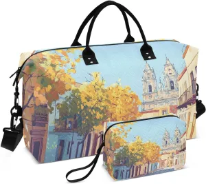 Autumn Tree City Duffel Bag for Travel Gym Sport, Weekender Travel Bags Carry on Overnight Bag