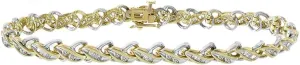 Avital & Co. 1.50 Carat Diamond X-Shaped Link 14K Two Tone Gold Bracelet