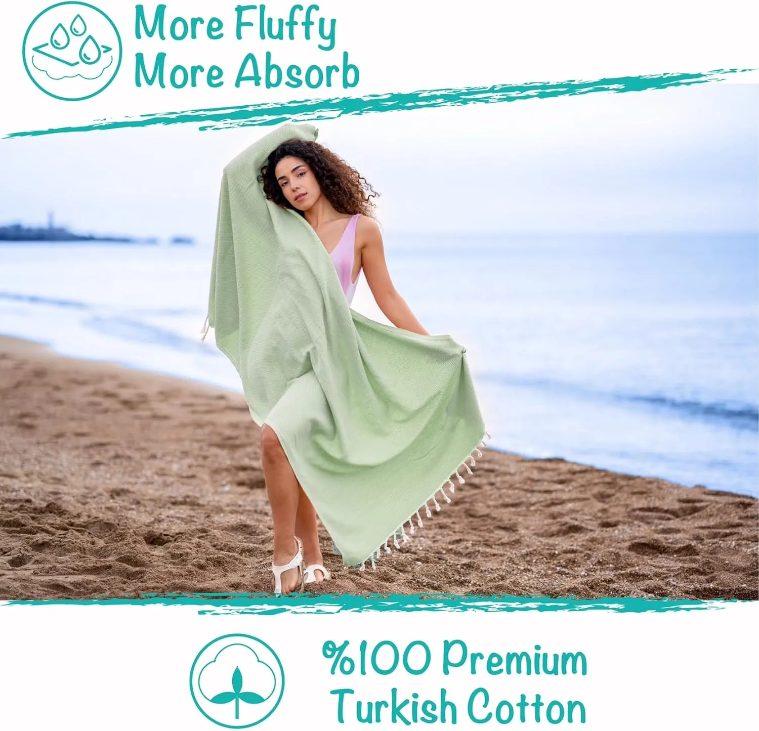 AVO Turkish Beach Towel - 100% Cotton Quick Dry Oversized Lightweight Sand Free Beach Blanket | Soft, Durable, Quick Dry Towel for Bath, Gym, Spa, Yoga, Travel (Pink)