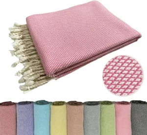 AVO Turkish Beach Towel - 100% Cotton Quick Dry Oversized Lightweight Sand Free Beach Blanket | Soft, Durable, Quick Dry Towel for Bath, Gym, Spa, Yoga, Travel (Pink)