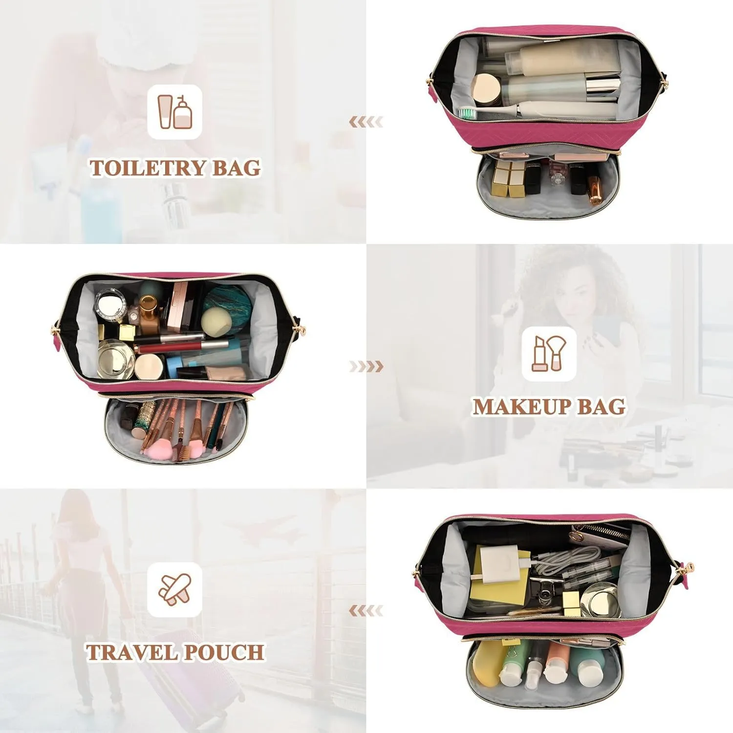 Azalea Makeup Bag Travel Toiletry Bag Makeup Case Box Cute Skincare Bag Organizer Small Cosmetic Bag Pouch Make Up Bags for Trip Women Purse Men Toiletries Sports Adults