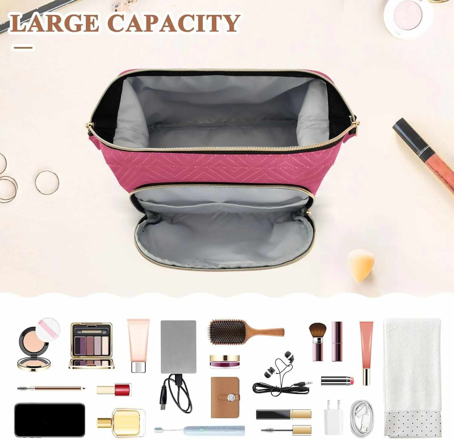 Azalea Makeup Bag Travel Toiletry Bag Makeup Case Box Cute Skincare Bag Organizer Small Cosmetic Bag Pouch Make Up Bags for Trip Women Purse Men Toiletries Sports Adults