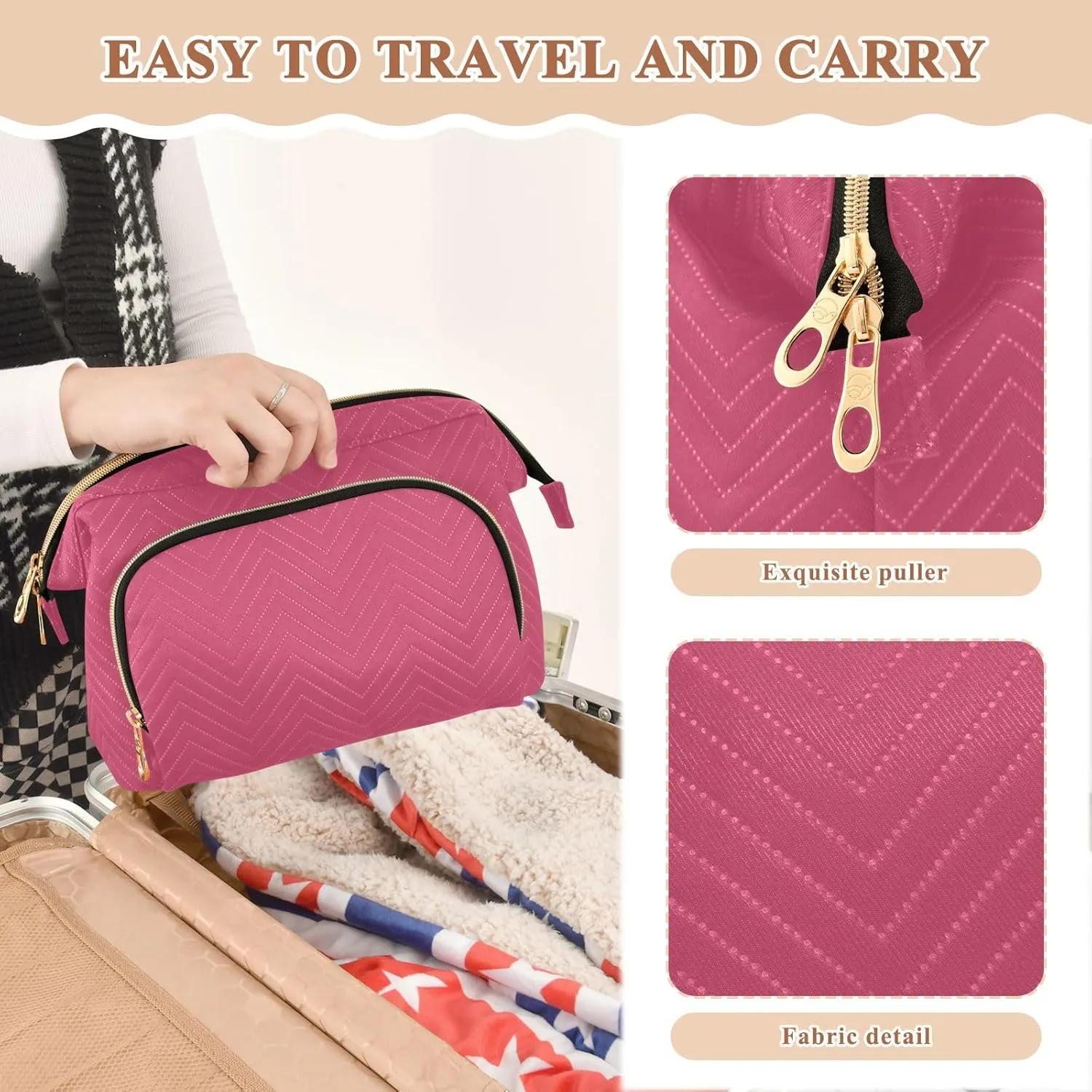 Azalea Makeup Bag Travel Toiletry Bag Makeup Case Box Cute Skincare Bag Organizer Small Cosmetic Bag Pouch Make Up Bags for Trip Women Purse Men Toiletries Sports Adults