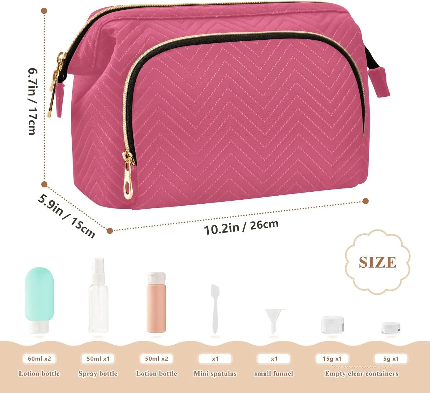 Azalea Makeup Bag Travel Toiletry Bag Makeup Case Box Cute Skincare Bag Organizer Small Cosmetic Bag Pouch Make Up Bags for Trip Women Purse Men Toiletries Sports Adults