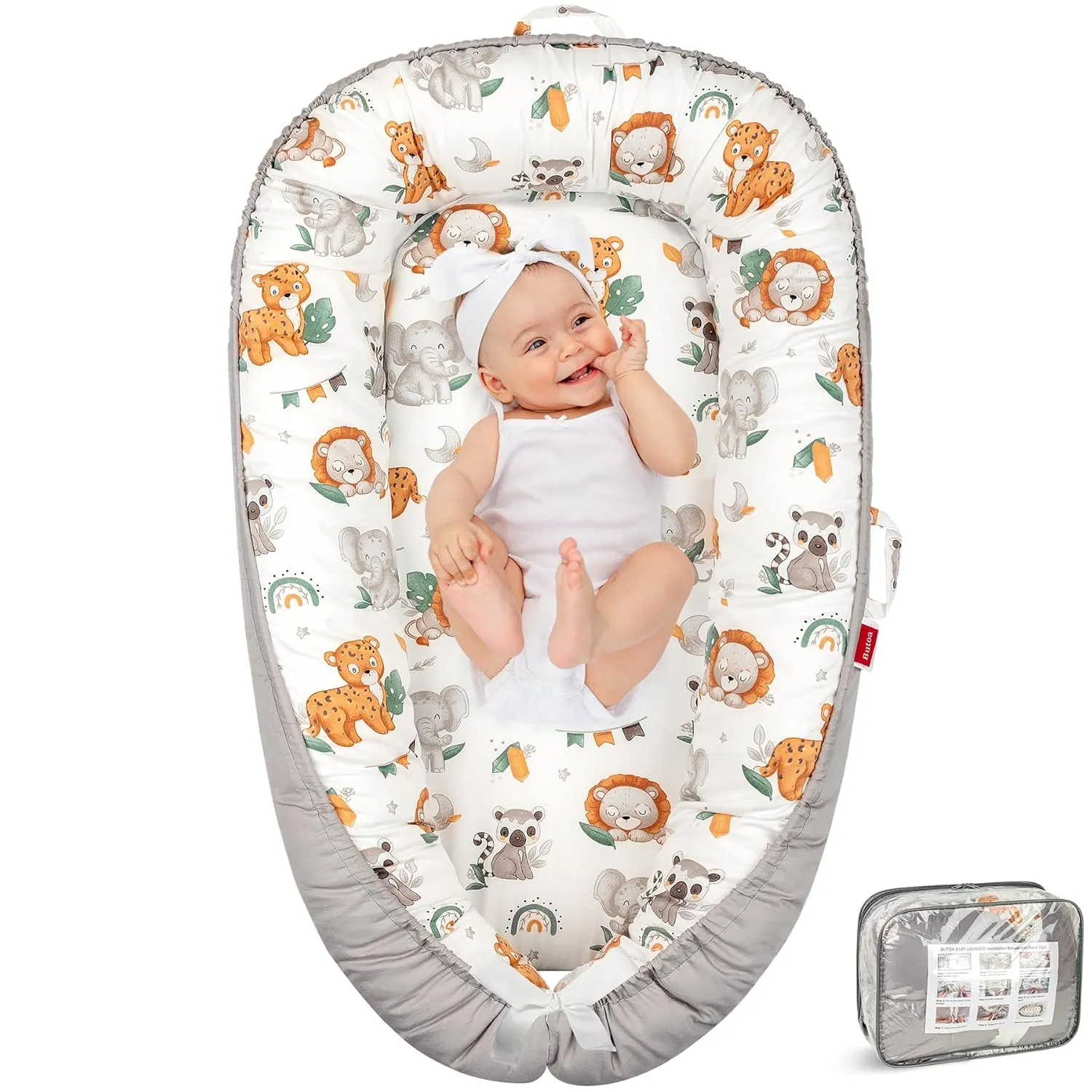 Baby Lounger - Baby Lounger for Newborn 0-24 Months, Breathable & Soft Baby Nest, Portable and Lightweight Lounger for Home and Travel, Ideal Newborn Babies Essentials