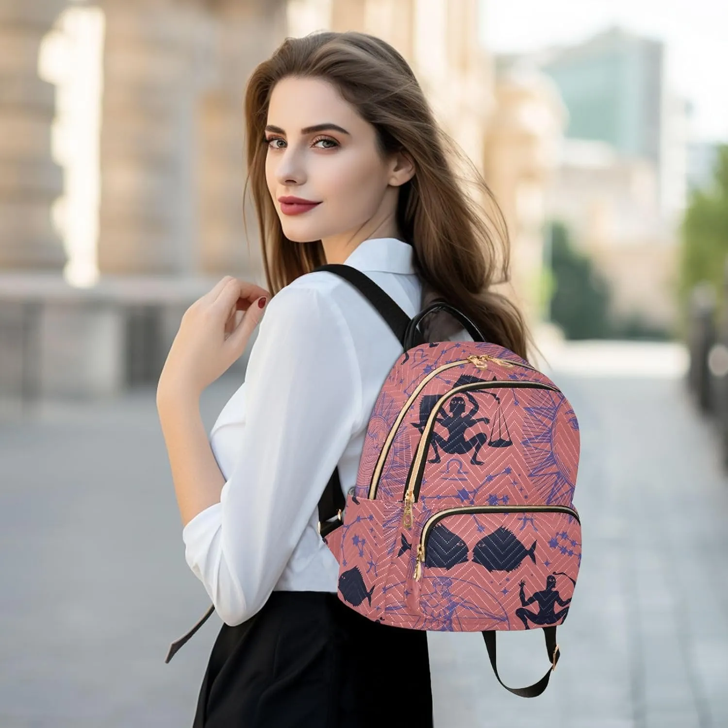 Backpack for Women Fashion Travel Work Anti-theft Bag Business Computer Backpack Purse (Medium Pattren 4)