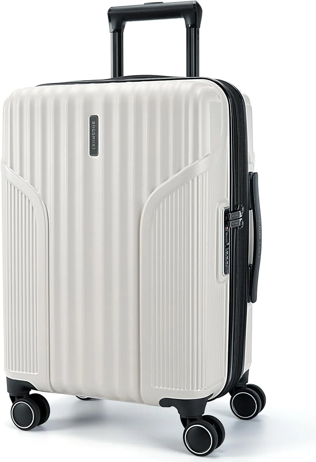 BAGSMART Expandable Carry On Luggage 22x14x9 Airline Approved, Carry-On Suitcase with Spinner Wheels, Hardside Polycarbonate Rolling Travel Luggage with TSA Lock 20-Inch, Beige