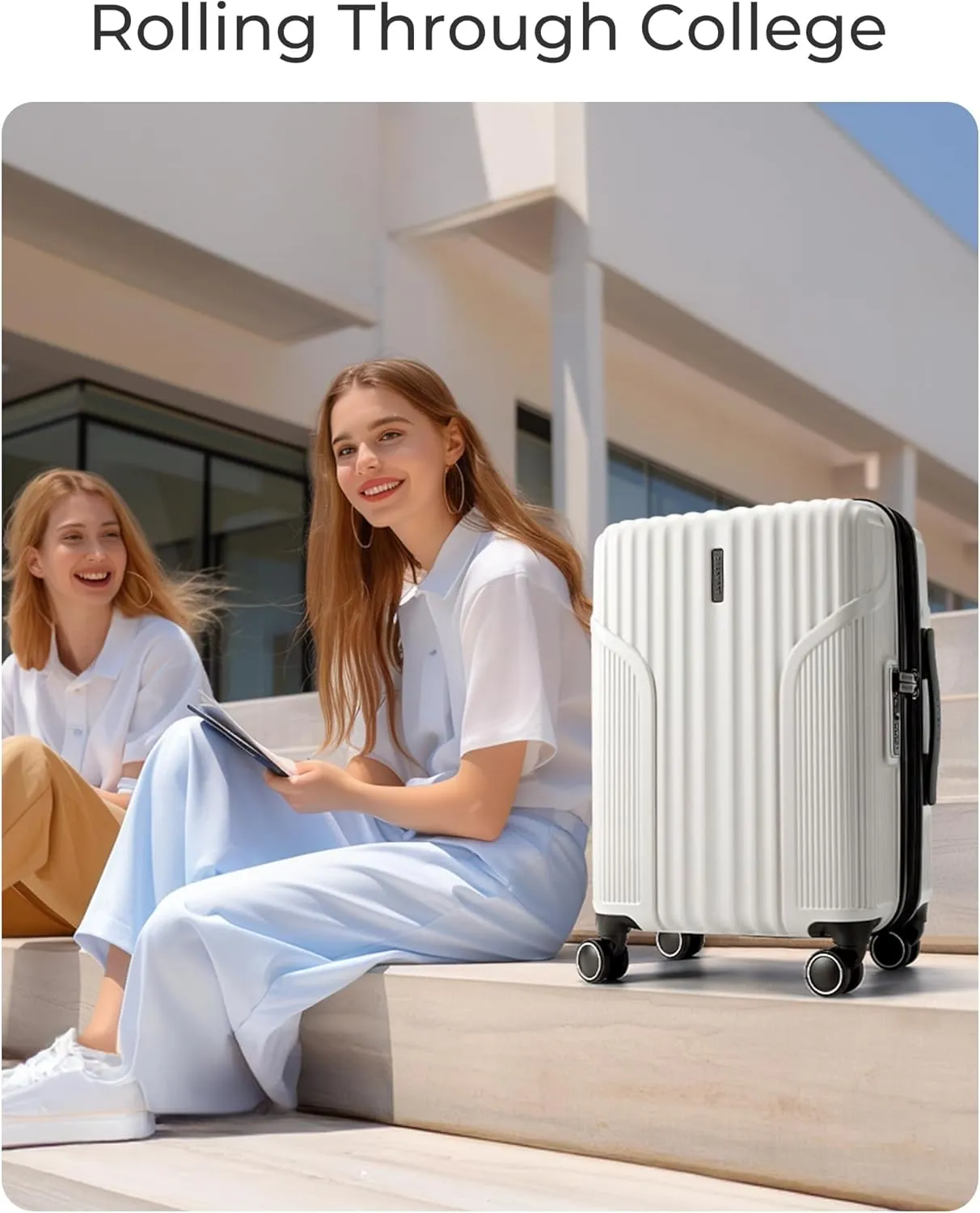 BAGSMART Expandable Carry On Luggage 22x14x9 Airline Approved, Carry-On Suitcase with Spinner Wheels, Hardside Polycarbonate Rolling Travel Luggage with TSA Lock 20-Inch, Beige